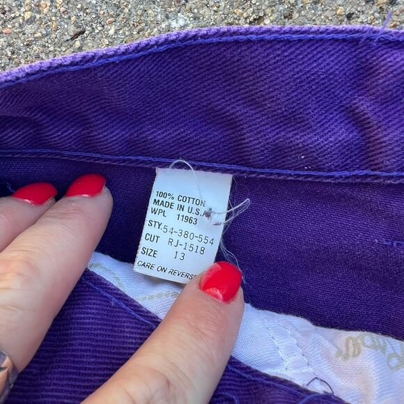VTG 90s Roper Purple High Rise Wedgie Bareback Silver Concho Cowgirl Jeans 30x35 - Picture 8 of 10